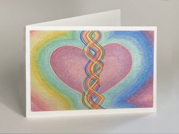 Drawing of a heart with DNA strands in the middle