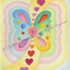Image of a colourful butterfly with a highway of hearts coming through it